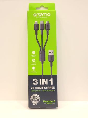Oraimo 3 in 1 3A Quick Charge Data Cable